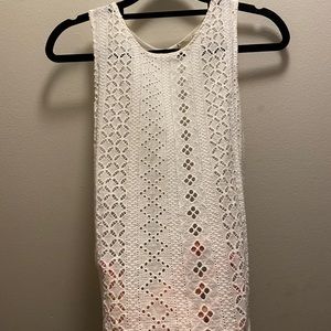 White Lace Cutout Tank